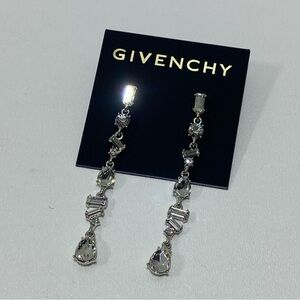 NEW - Gorgeous - Givenchy Linear Drop Dangle Earrings - Silver - Pear & Baguette